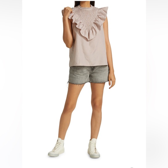 Munthe Blouse Rossi Plaid Smocked Ruffle shirt plaid 40 - Picture 2 of 5